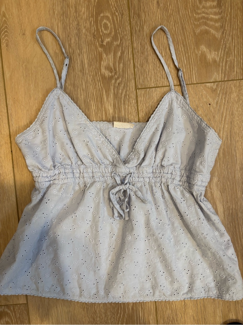 J Galt/ Brandy Melville Light Blue Eyelet Camisole with Drawstring Waist